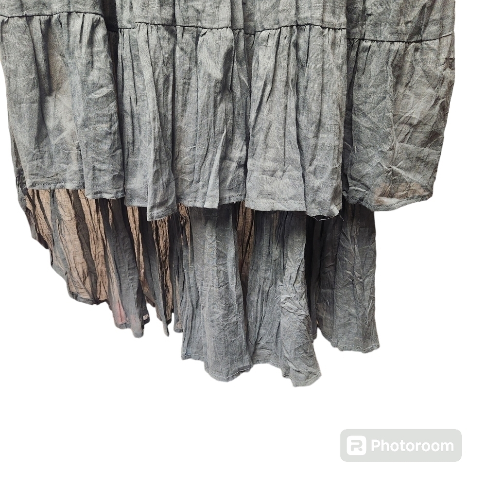 Solitaire Skirt Womens Boho Gypsy Lined Hi Low Boho maxi skirt SZ 2X Blue Grey - Picture 4 of 8